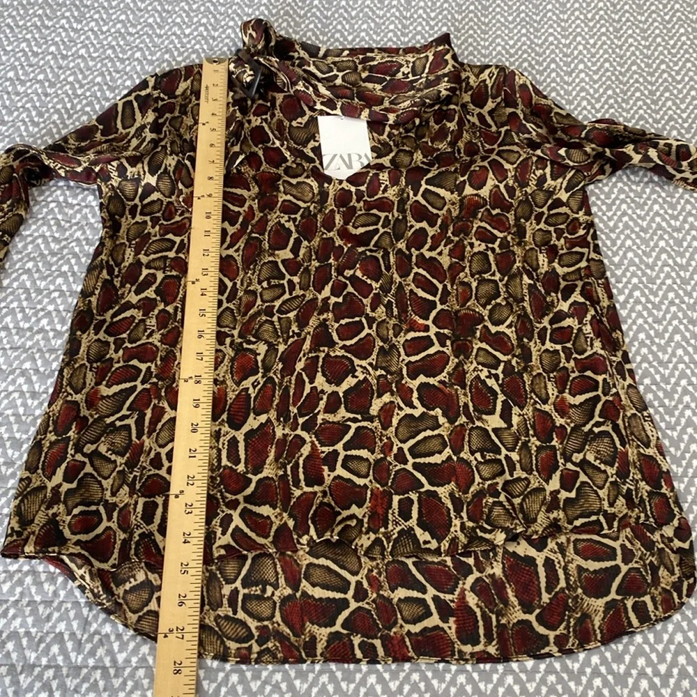 Zara Leopard Print Blouse - Red and Brown - Picture 9 of 11